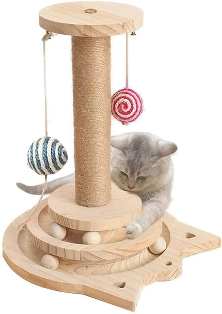 Scratching post with track