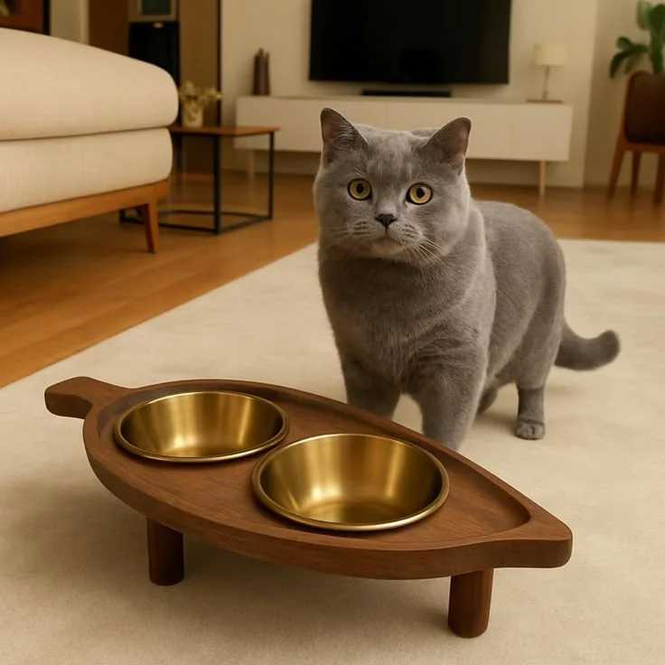 Leaf twin-bowl feeder