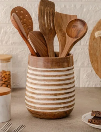 Striped utensil holder